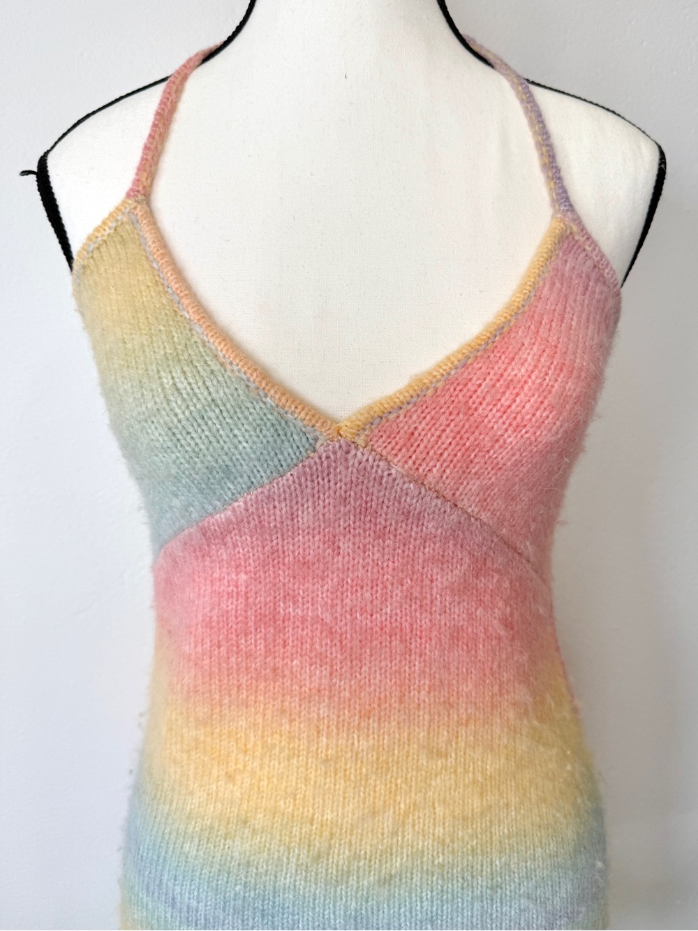 Frankies Bikinis Debbie Knit Dress Cotton Candy Pastel Rainbow Halter Mini Small - Picture 4 of 11